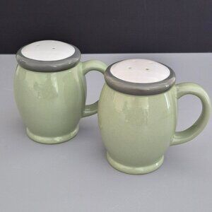 Pfaltzgraff Sphere Large Salt & Pepper Shaker Set, Modern Charcoal Gray & Green